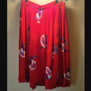 Vintage Contempo of California red floral pleated midi skirt (size 12P)